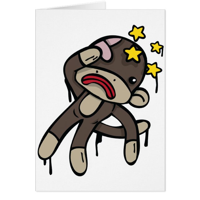 Takt upp SOCK MONKEY Hälsningskort (Framsidan)