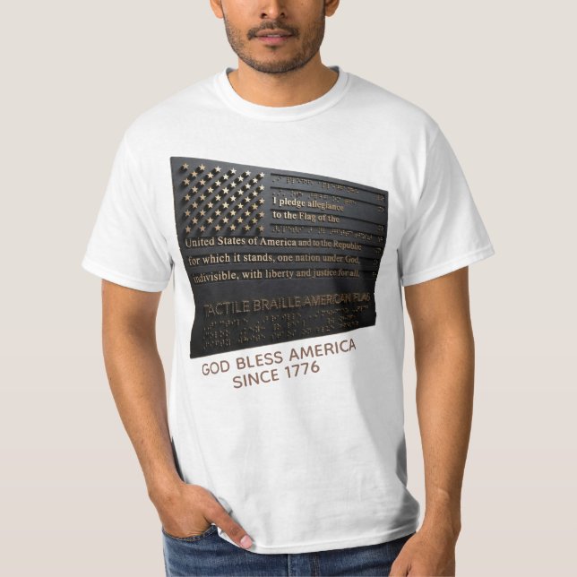 Taktil amerikansk flagga med trohetseden t shirt (Framsida)