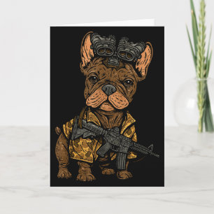 Taktisk fransk rolig hund bulldogg med NVG-meme  Kort