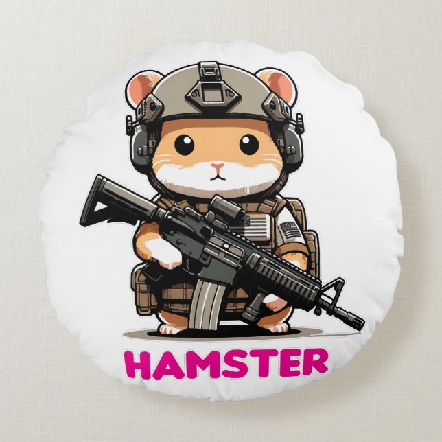 Taktisk Hamster Rund Kudde (Framsidan)