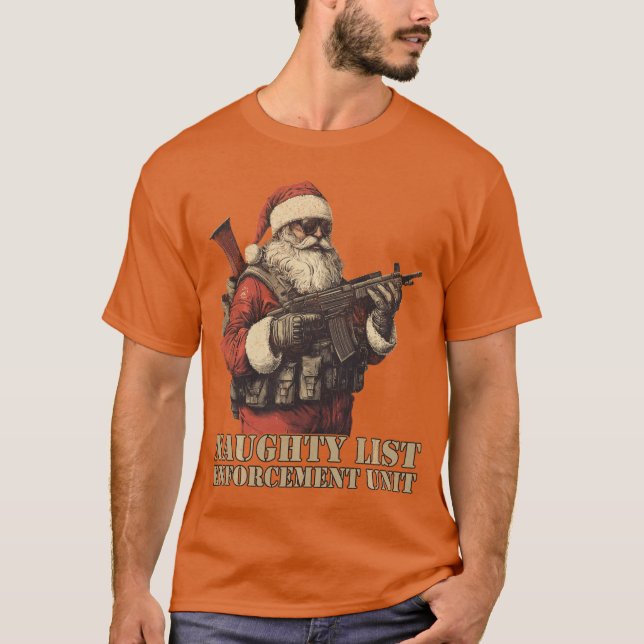 Taktisk Santa Stygga Lista Tvingande Jul  T Shirt (Framsida)