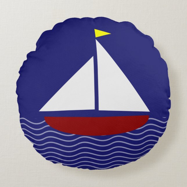 Taktkudde vid marinen stil rund kudde (Framsidan)