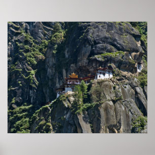 Taktsang-klostret på klippen, Paro, Bhutan Poster