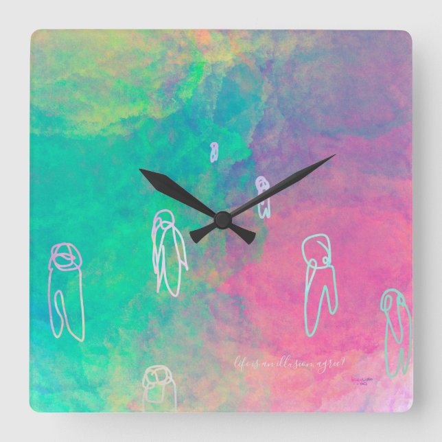 TAKUROMAN「Illusion」 Fyrkantig Klocka (Framsida)