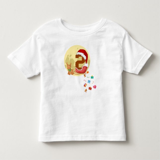 Tal 2 Santa Sleigh-jultema 2 år gammal T Shirt (Framsida)