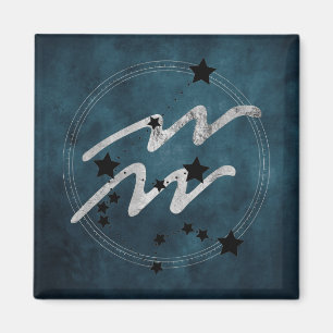 Tal av konstellationen Aquarius zodiac Black & sil Magnet