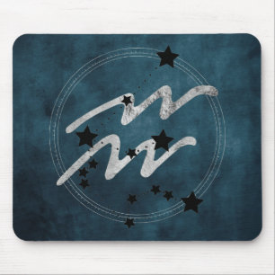 Tal av konstellationen Aquarius zodiac Black & sil Musmatta