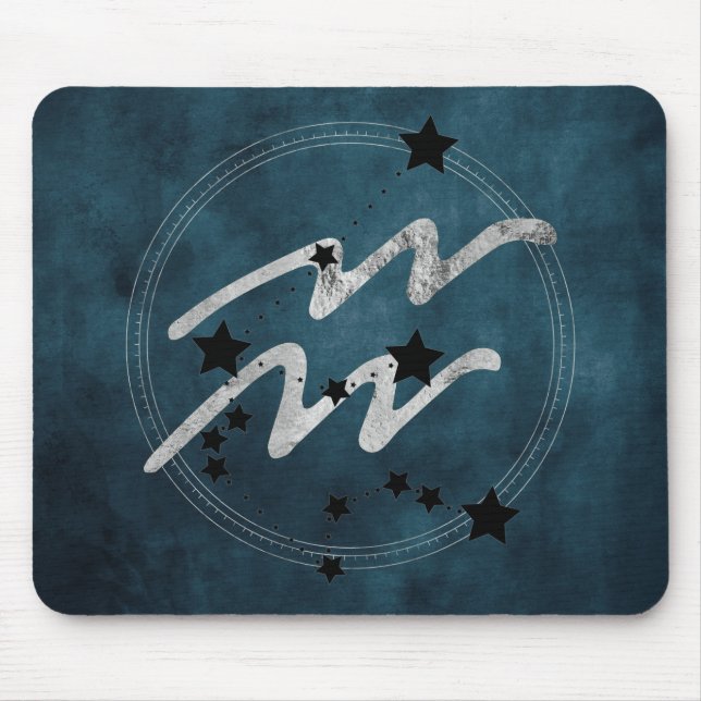 Tal av konstellationen Aquarius zodiac Black & sil Musmatta (Framsidan)