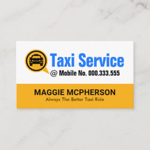 Tal-boxen gult i Taxi Cab Visitkort