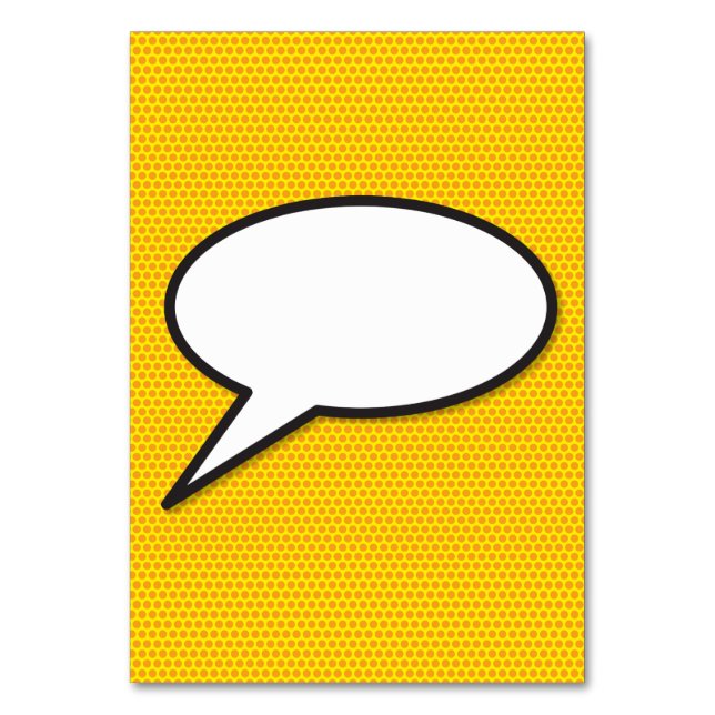 Tal Bubble Tecknad Bok Pop Art Bordsnummer (Framsidan)