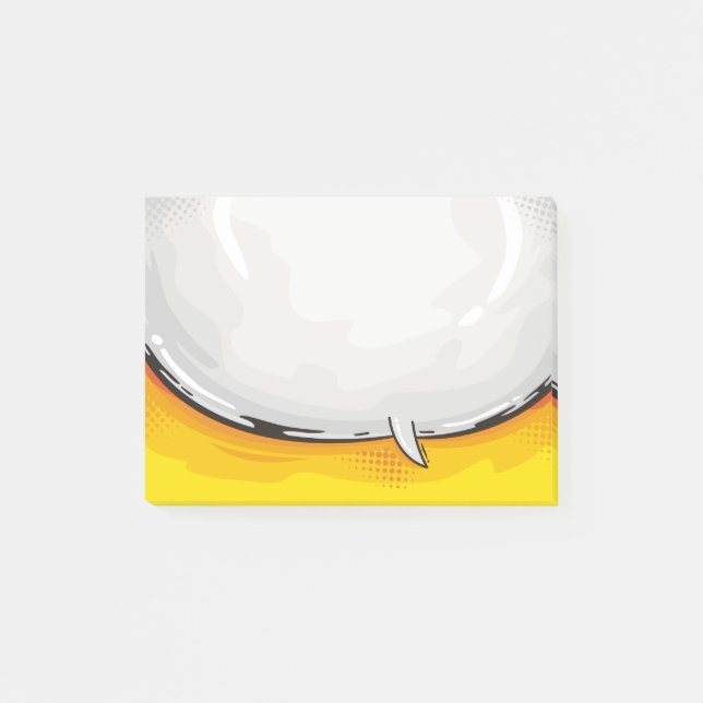 Tal Bubble Tecknad Design Gult bkgd Post-it Block (Framsida)