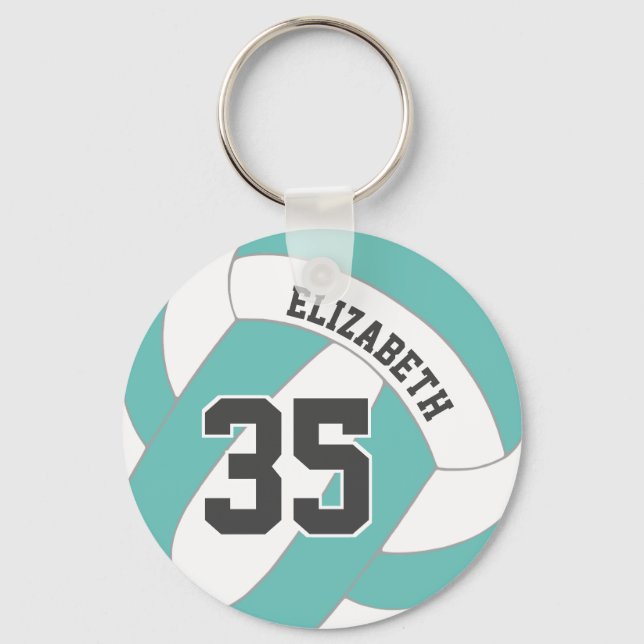 Tal eller ANY färg med vita flickor, volleyball Nyckelring (Framsida)