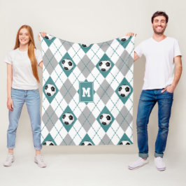 Tal grått-fotbollslag färg argyle mönster fleecefilt