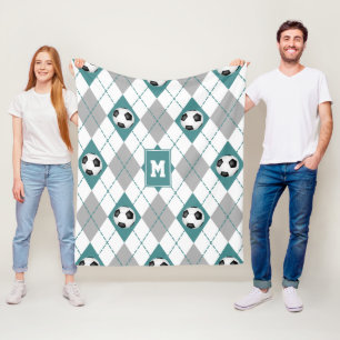 Tal grått-fotbollslag färg argyle mönster fleecefilt
