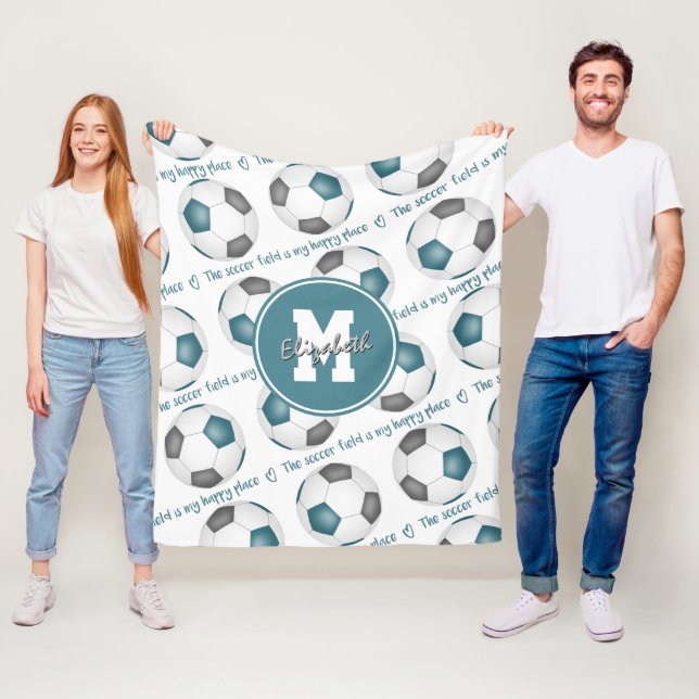 Tal grått Soccer fält är min lycklig ställe Fleecefilt (På plats)