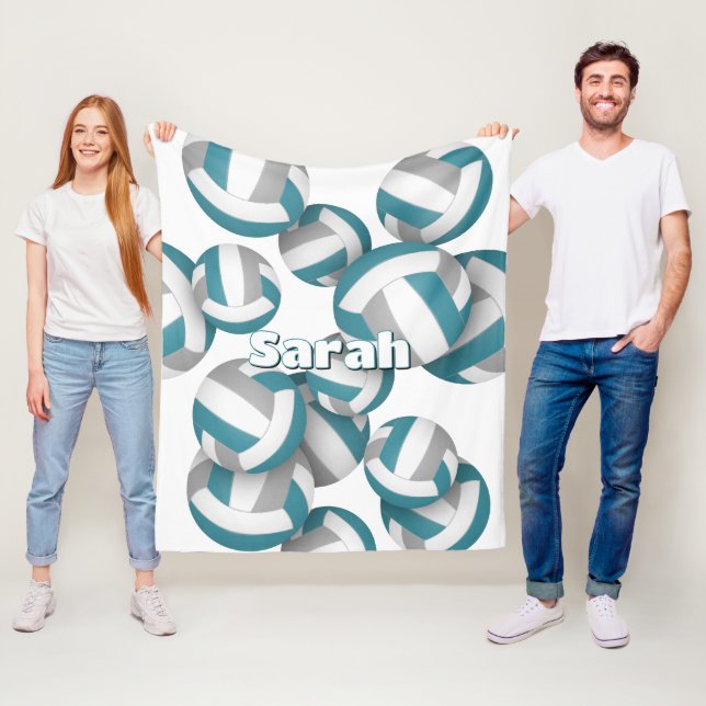 Tal grått volleybollar Flickor i sportrumsdekaler Fleecefilt (På plats)