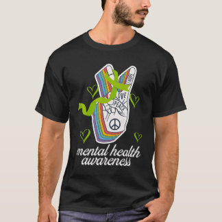 Tal-hälso-medvetenhetsmånad Kärlek Fred Positivite T Shirt