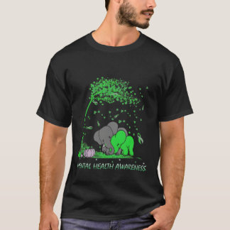 Tal Health Awareness Grön Band Elefant T Shirt