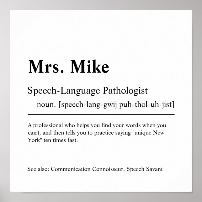Tal-Language Patholog Personlig Gift Poster (Framsidan)