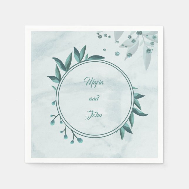 Tal löv blommigt blue napkin pappersservett (Framsidan)