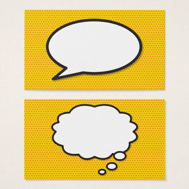 Tal- och Tänk Bubblor Rolig Retro Serietidning Visitkort (Framsida & baksida)