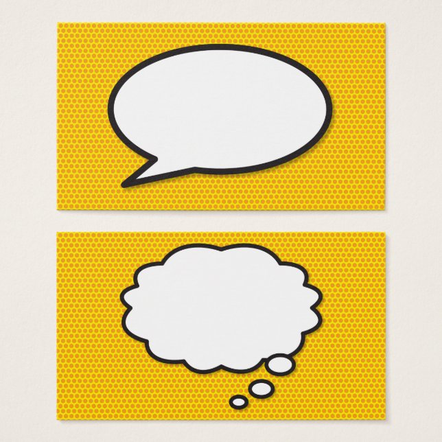 Tal och Tänka Bubbles Roligt Retro Tecknad Bok Visitkort (Framsida & baksida)