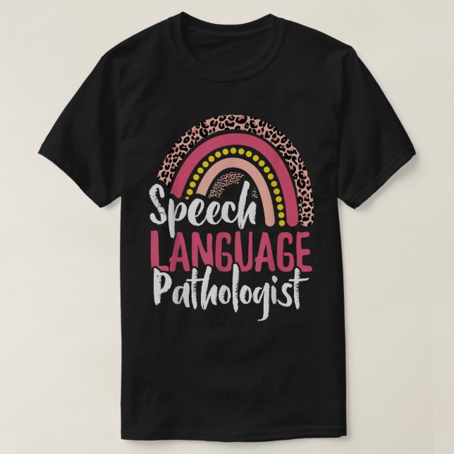 Tal språkpatolog SLP Cute Leopard Rainb T Shirt (Design framsida)