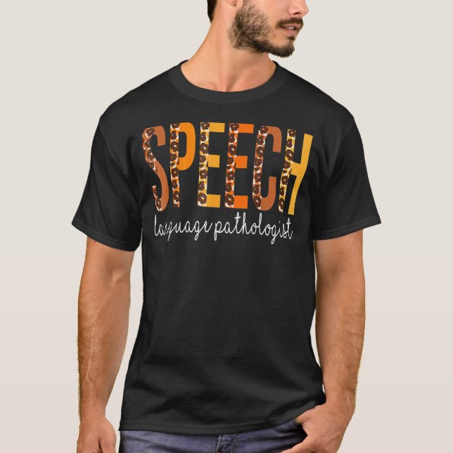 Tal-språkpatologen Leopard hösten hösten T Shirt (Framsida)