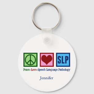 Tal Språkpatologi Peace Kärlek SLP Anpassningsbar Nyckelring