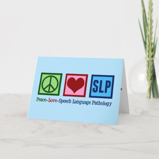 Tal Språkpatologi Peace Kärlek SLP Blue Helgkort (Framsida)