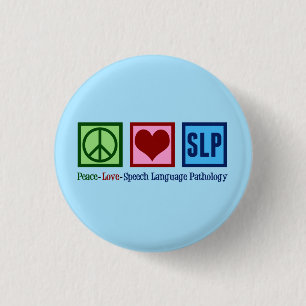 Tal Språkpatologi Peace Kärlek SLP Blue Knapp