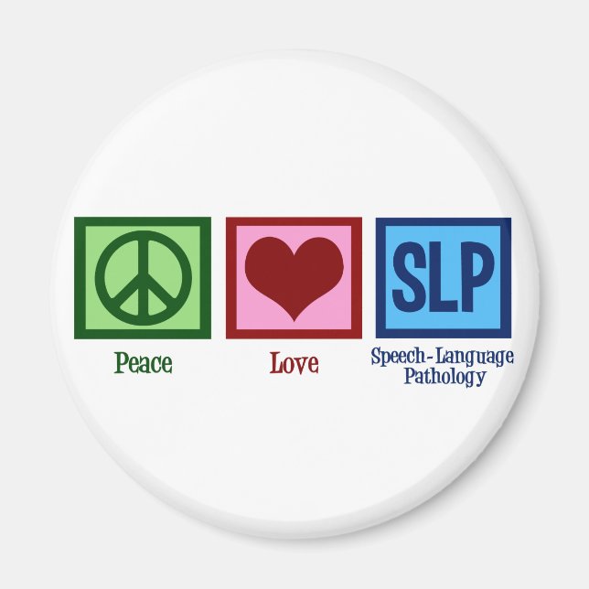 Tal Språkpatologi Peace Kärlek SLP Magnet (Framsidan)