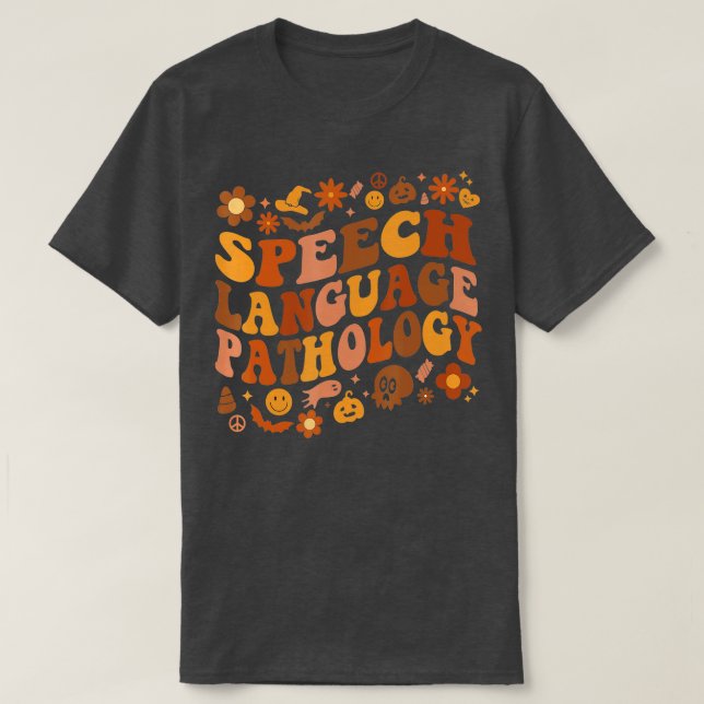 Tal språkpatologi Retro Halloween Tal T T Shirt (Design framsida)