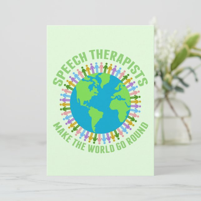 Tal-terapeuter gör World Go Round SLP Kort (Stående Fram)