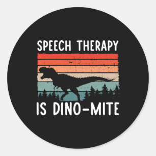 Tal-terapi är DinoMite Tal språkpatolo Runt Klistermärke