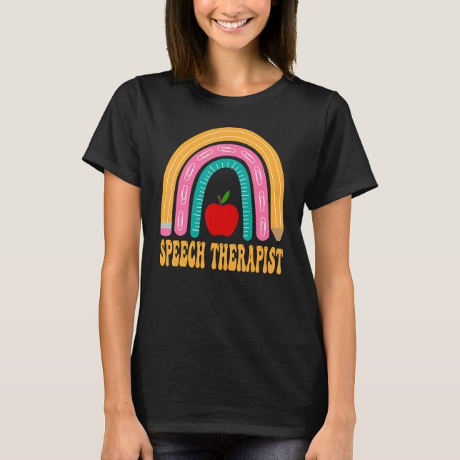 Tal Therapist Rainbow Pencil Back to school App T Shirt (Framsida)