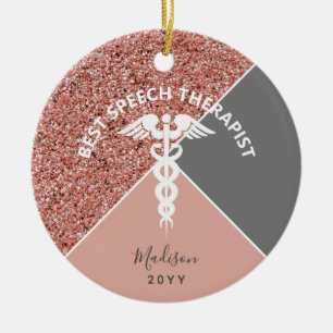 Tal Therapist Ro Guld Glitter Personlig Julgransprydnad Keramik