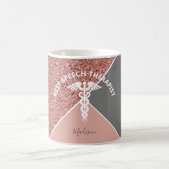 Tal Therapist Ro Guld Glitter Personlig Kaffemugg (Center)