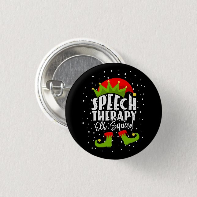 Tal Therapy Elf Squad jul SLP Therapist Knapp (Framsida & baksida)