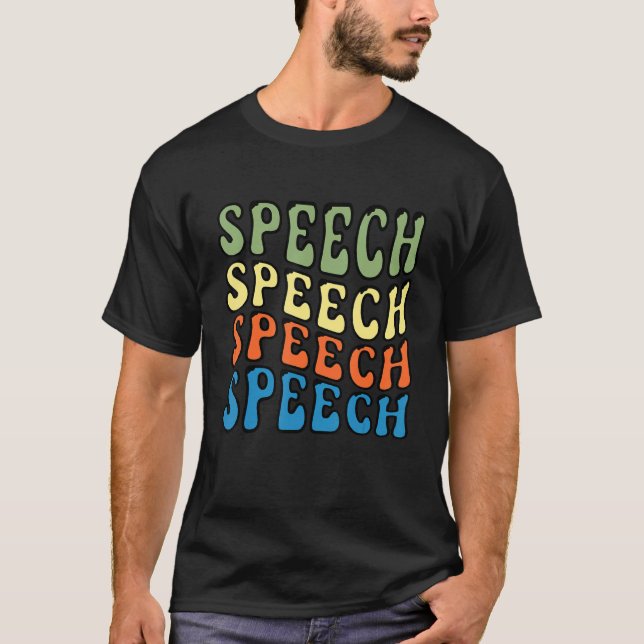 Tal Therapy Groovy Tal språkpatolog T Shirt (Framsida)