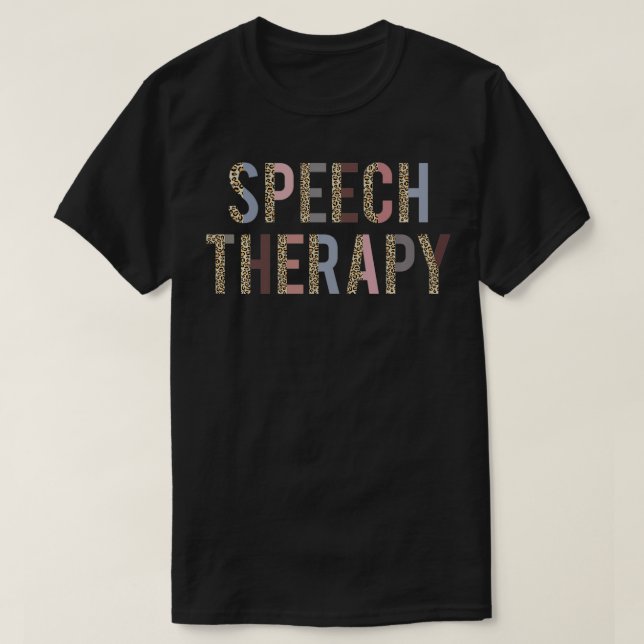 Tal Therapy Leopard Skriv ut Tal Språkpat T Shirt (Design framsida)