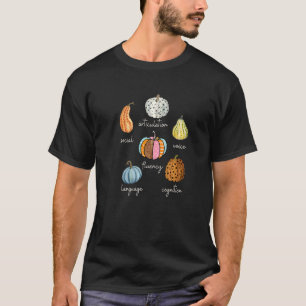 Tal Therapy Pumpkin SLP Neurodiversity Fall Tea T Shirt