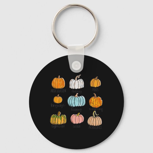 Tal Therapy Pumpkin Sped Teacher SLP Neurodive Nyckelring (Framsida)
