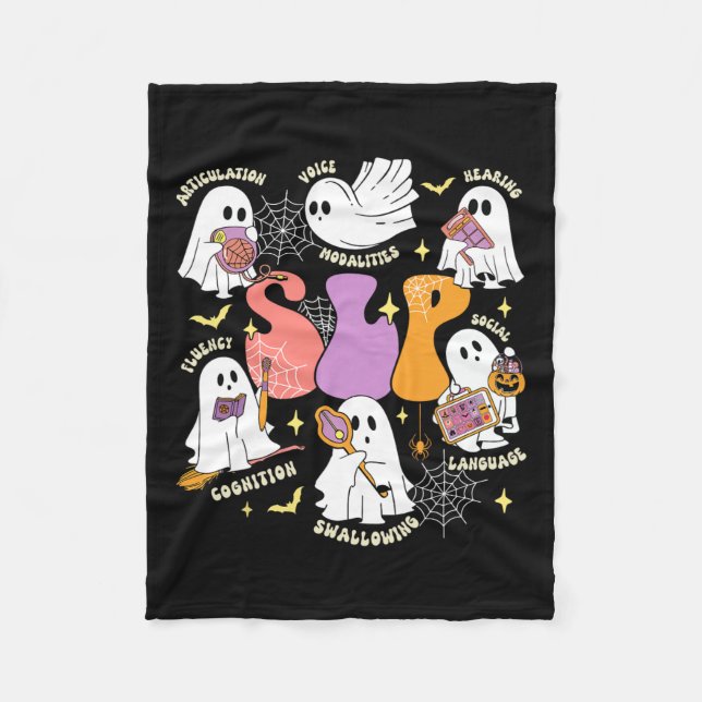 Tal Therapy Spooky Slp Halloween Cute Ghost Fleecefilt (Framsidan)