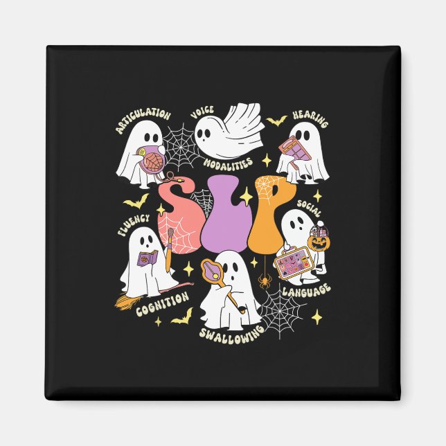 Tal Therapy Spooky Slp Halloween Cute Ghost Magnet (Framsidan)