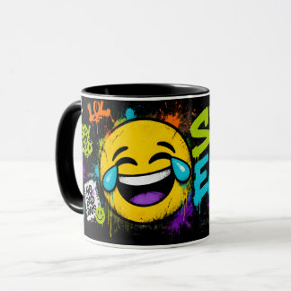 Tala Emoji Graffiti Mugg | Rolig Leende Emoji