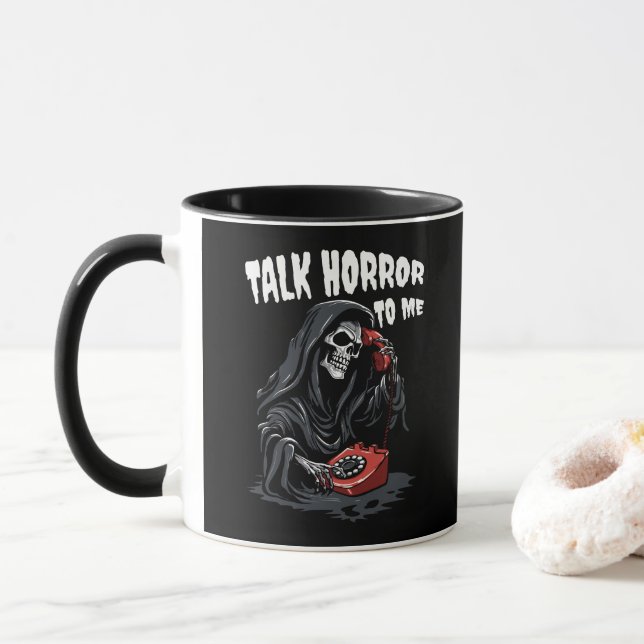 TALA HORROR TILL MIG GRIM REAPER RED MOBIL MUGG (Med munk)