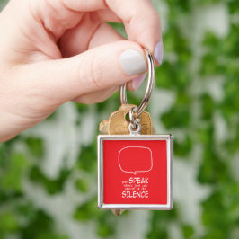Tala Inte Fyrkantig Silverfärgad Nyckelring