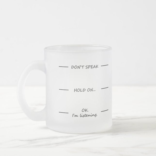 Tala inte! Lustigt glaskaffe Mugg (Vänster)