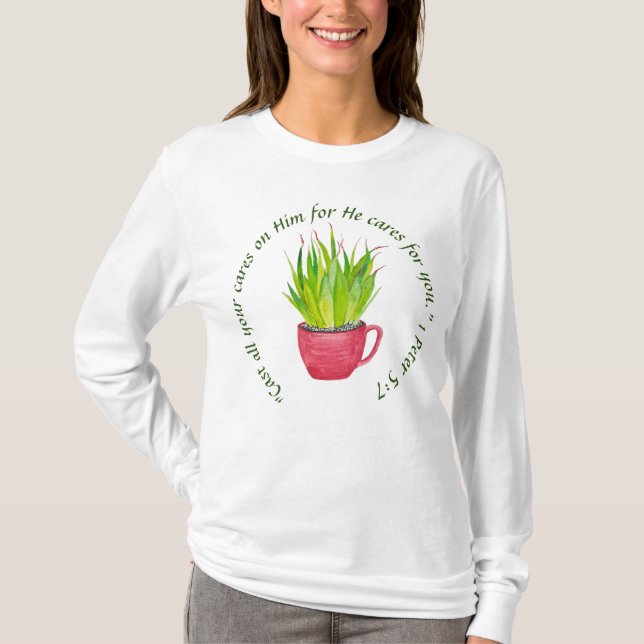 Tala Jesus Succulents T Shirt (Framsida)